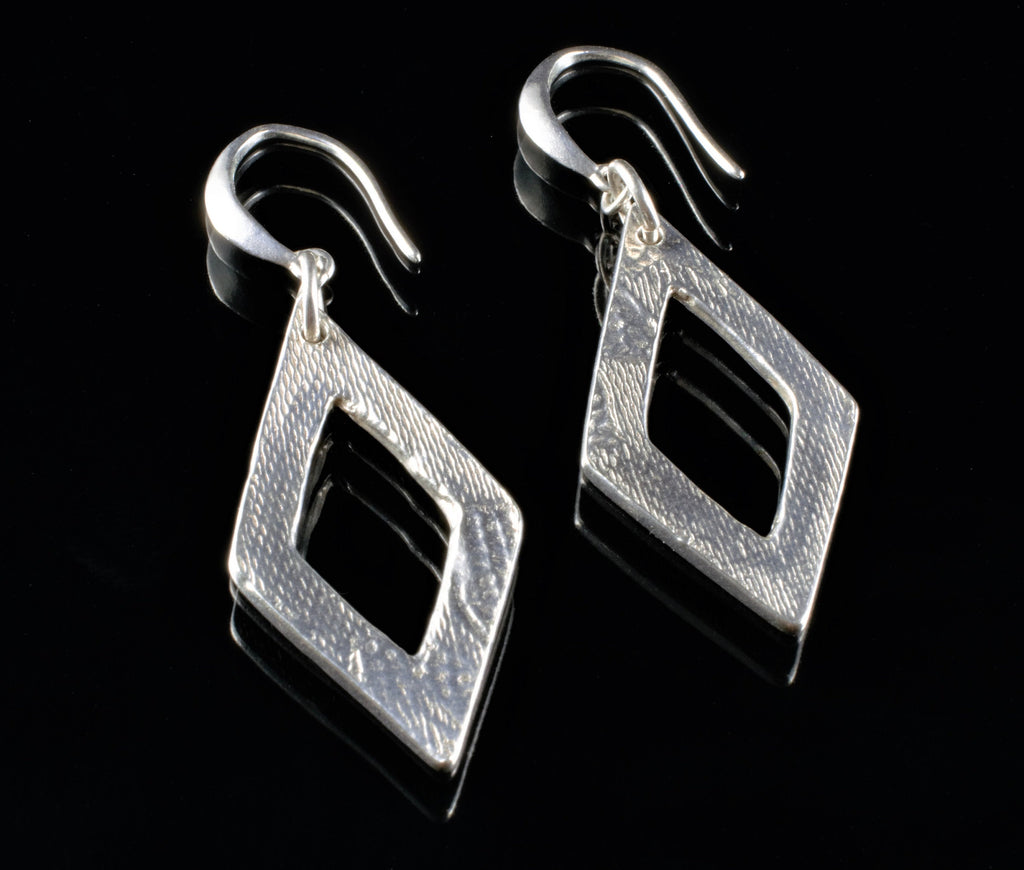 Long Fine Silver Dangle Earrings, Contemporary Elongated Drop Earrings