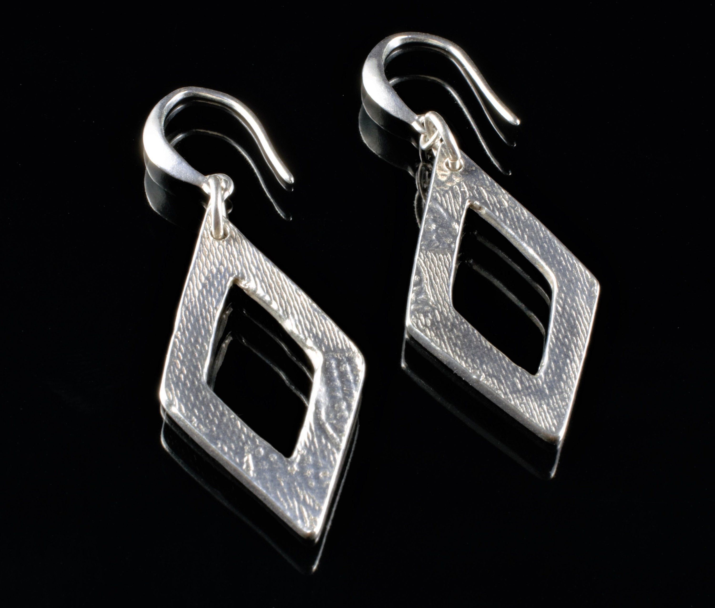 Long Fine Silver Dangle Earrings, Contemporary Elongated Drop Earrings
