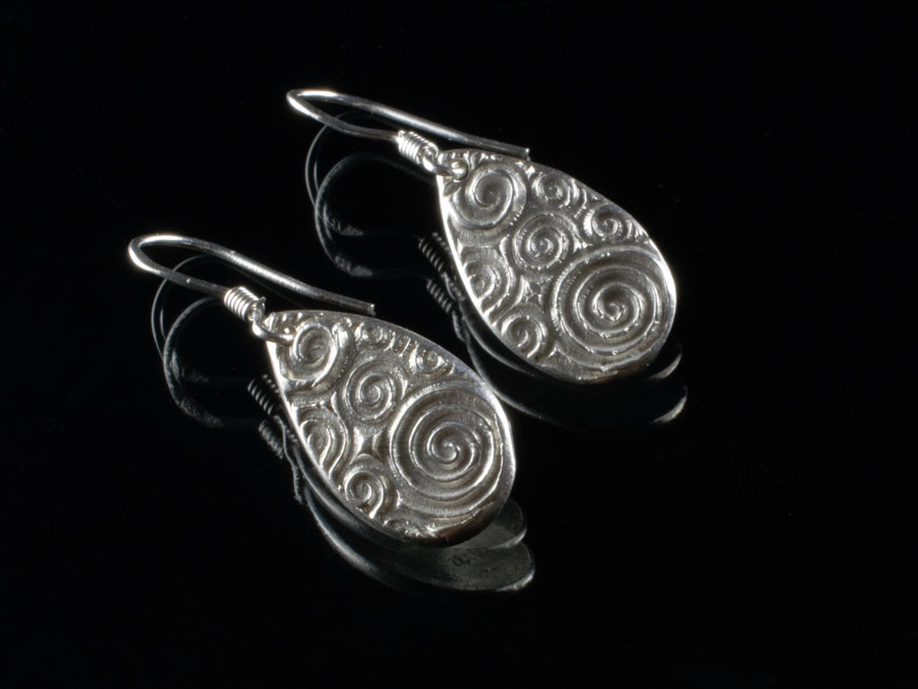 Fine Silver Wave Design Drop Earrings with Sterling Silver French Hook