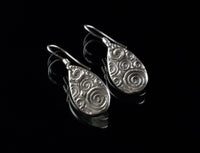Fine Silver Wave Design Drop Earrings with Sterling Silver French Hook