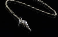 Fine silver seashell pendant necklace
