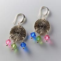 The Zing, Fine Silver Round Dangle Earrings with Swarovski Crystals