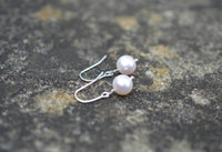 Natural White Freshwater Pearl Drop Earrings on 925 Sterling Silver, High Quality Pearls
