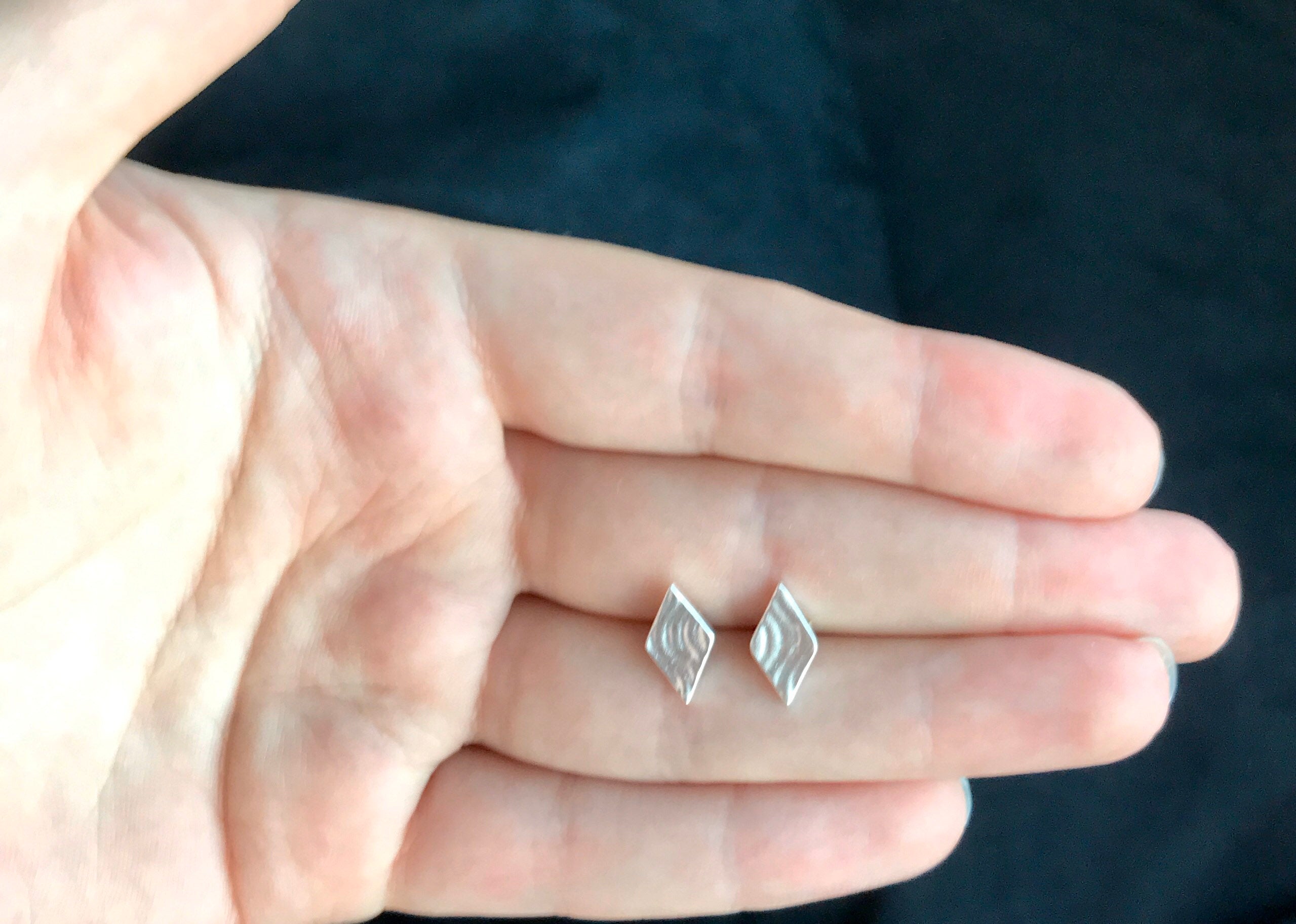 Fine Silver Geometric Stud Earrings, minimalist small jewellery
