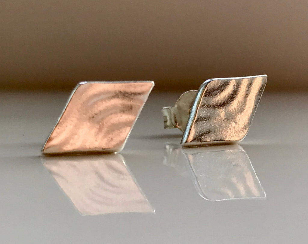Fine Silver Geometric Stud Earrings, minimalist small jewellery