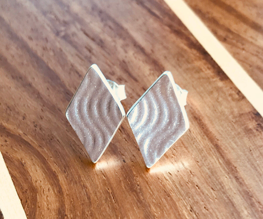 Fine Silver Geometric Stud Earrings, minimalist small jewellery
