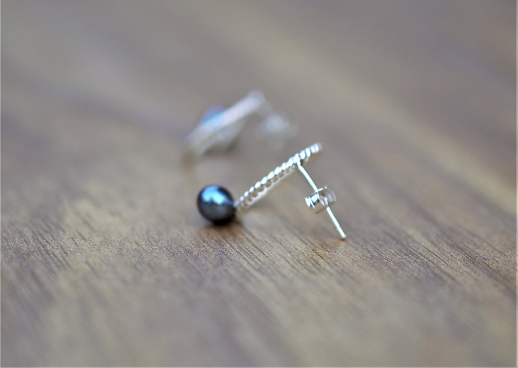 Pearl and Sterling Silver Stud Earrings