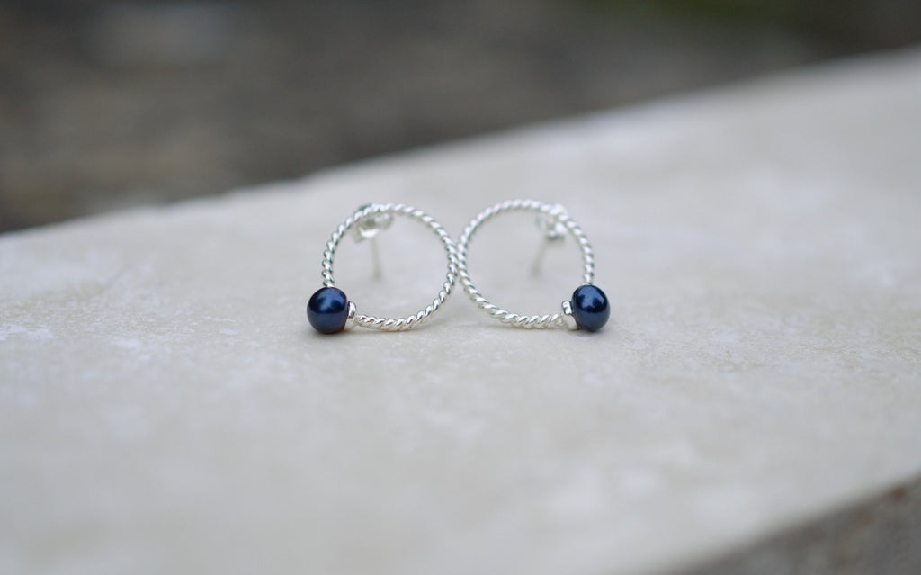 Freshwater Pearl and Sterling Silver Stud Earrings