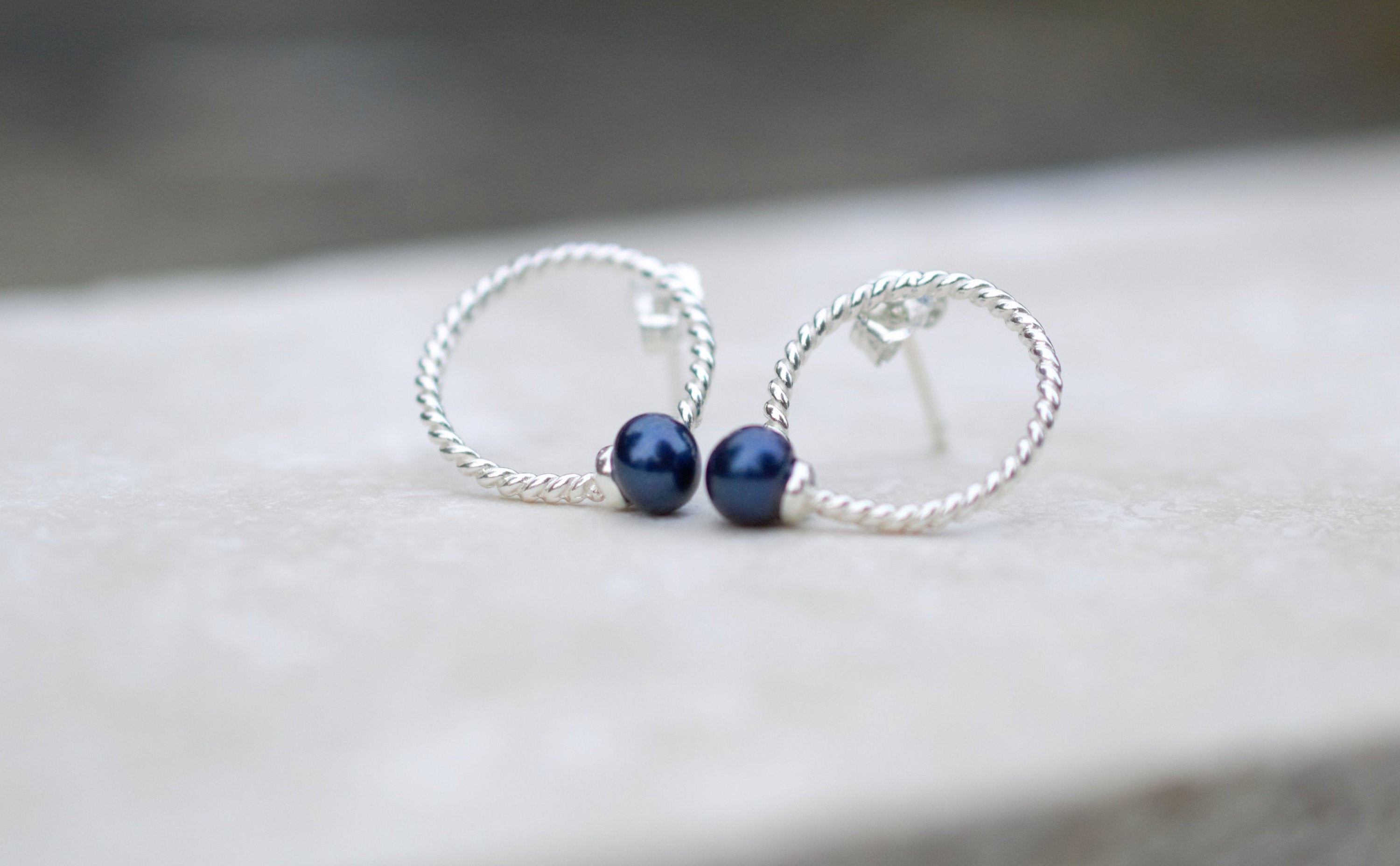 Button Pearl on Sterling Silver Stud Earrings