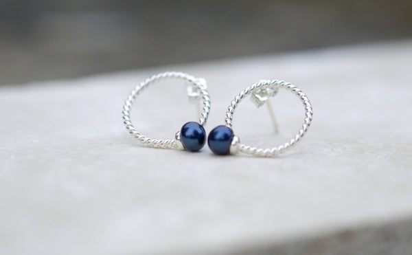 Freshwater Pearl and Sterling Silver Stud Earrings