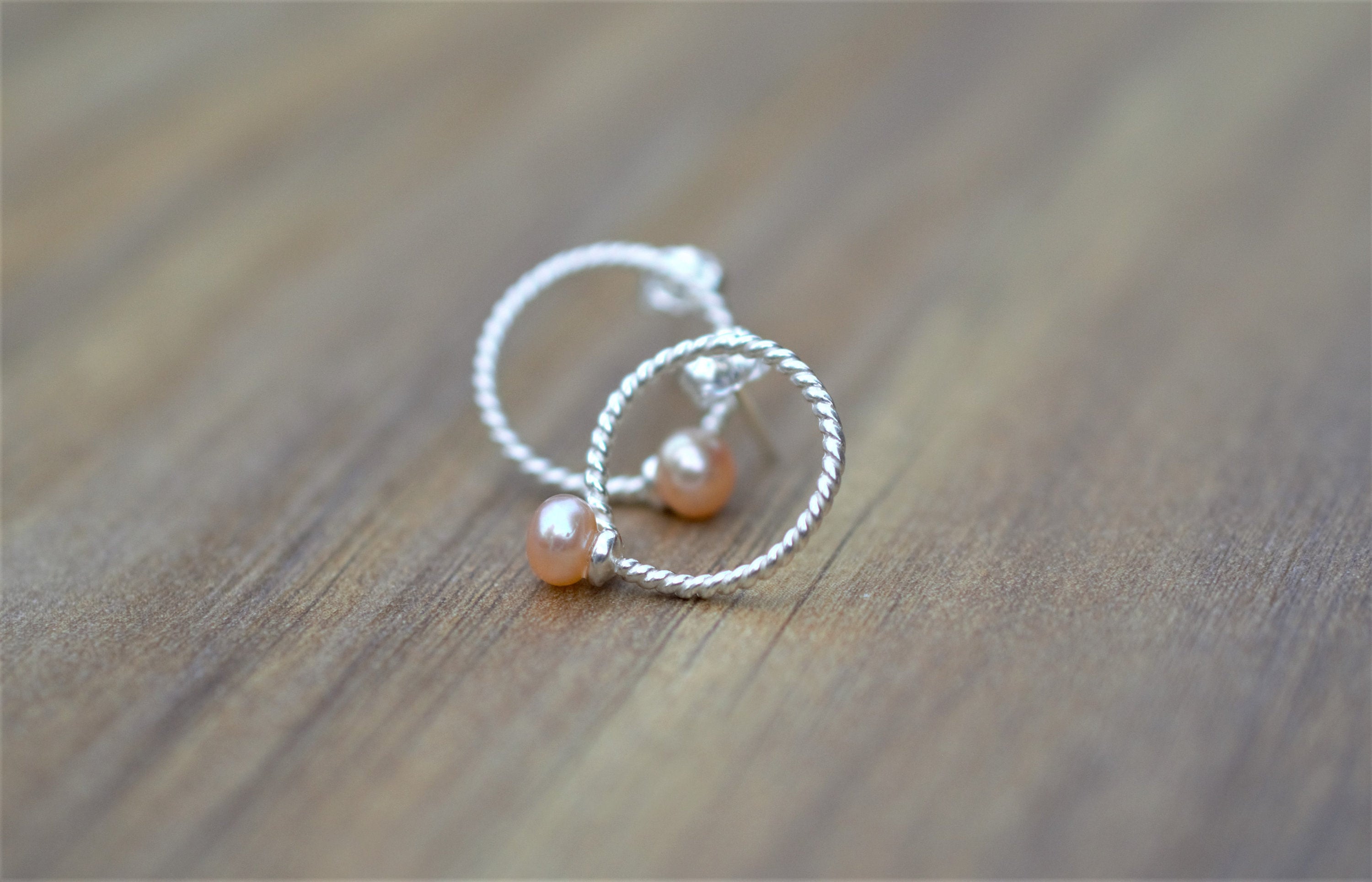 Button Pearl on Sterling Silver Stud Earrings