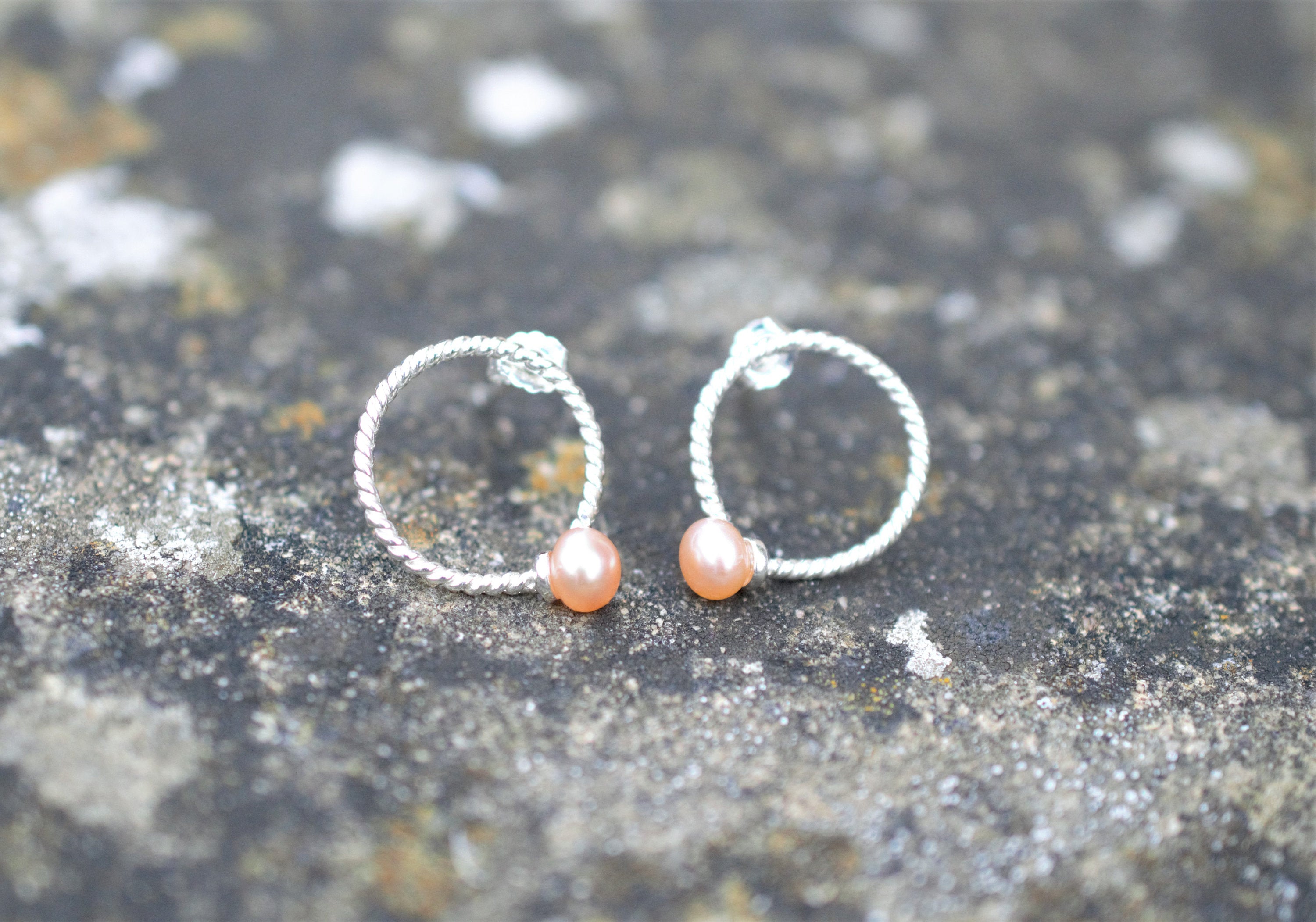 Button Pearl on Sterling Silver Stud Earrings