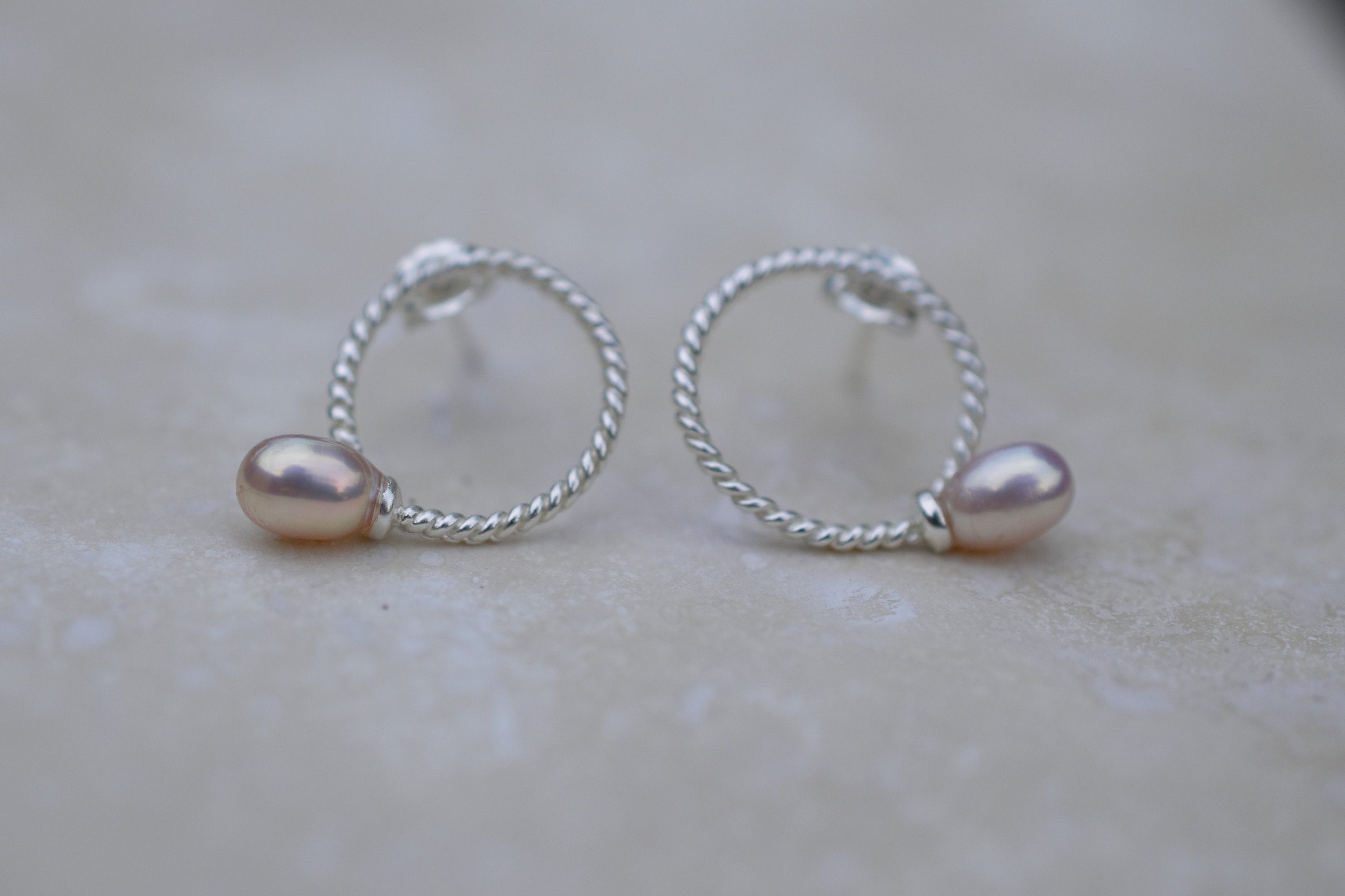 Freshwater Pearl and 925 Sterling Silver Stud Earrings