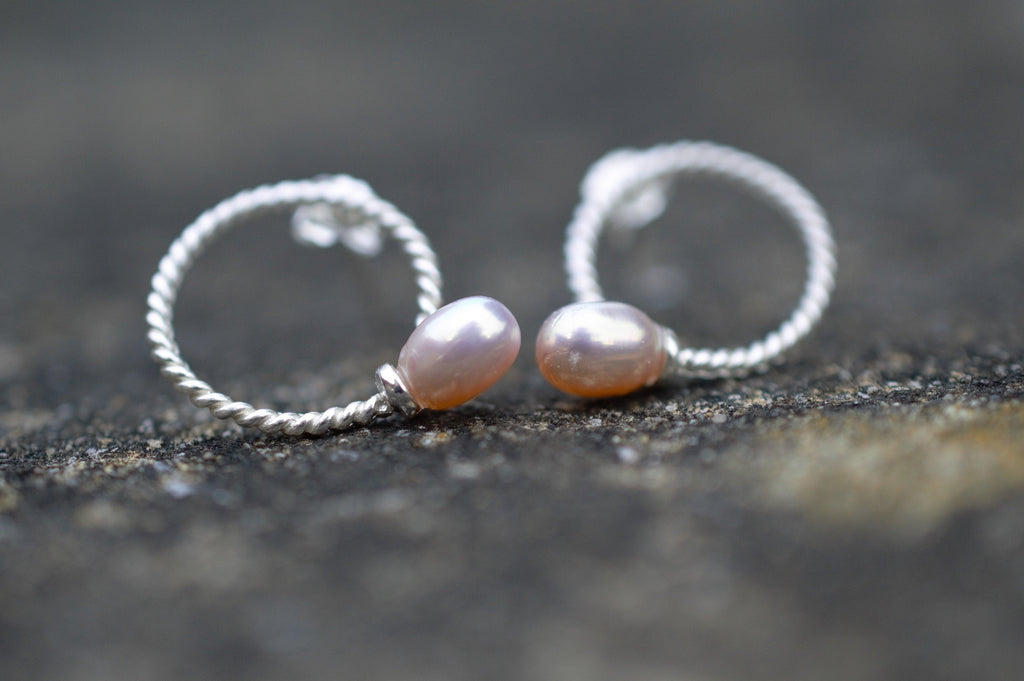 Freshwater Pearl and 925 Sterling Silver Stud Earrings