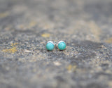 Amazonite and Sterling Silver Stud Earrings, Natural Green Gemstones on 925 Silver