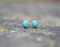 Amazonite and Sterling Silver Stud Earrings, Natural Green Gemstones on 925 Silver