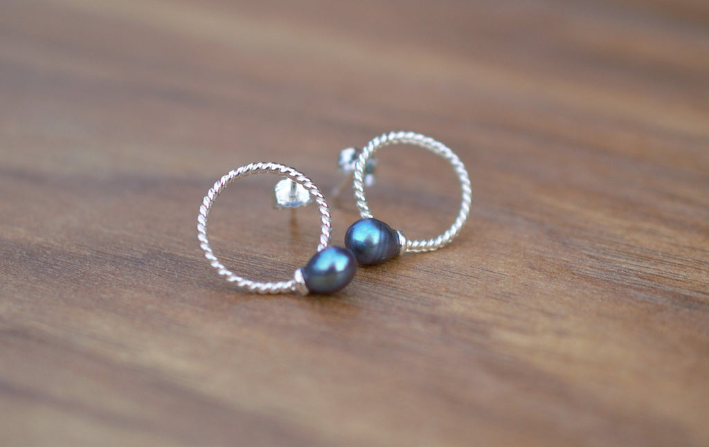 Pearls on Sterling Silver Stud Earrings