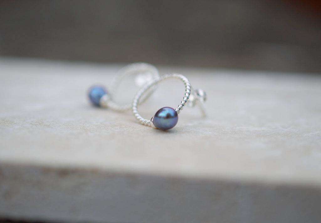 Pearls on Sterling Silver Stud Earrings