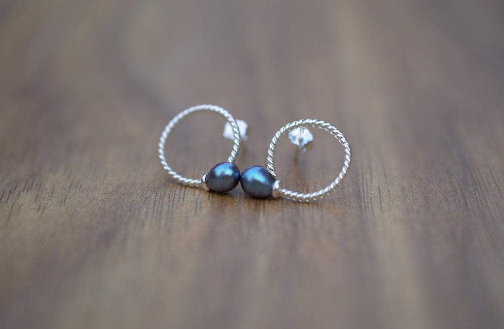 Pearls on Sterling Silver Stud Earrings