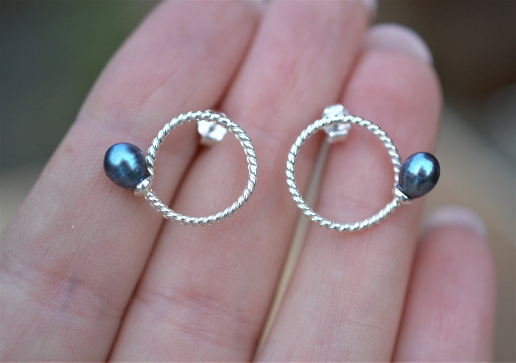 Freshwater Pearl and 925 Sterling Silver Stud Earrings