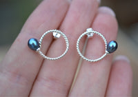 Pearls on Sterling Silver Stud Earrings