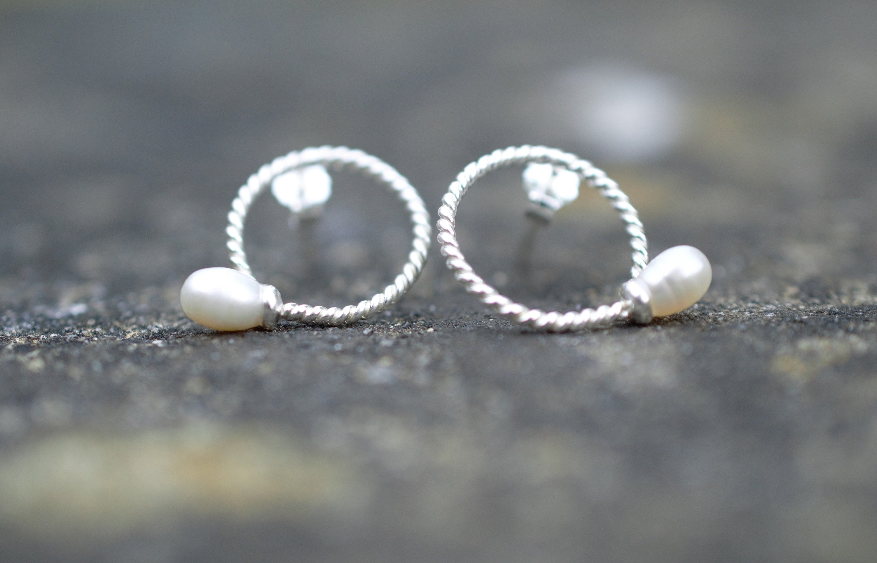 Pearl and Sterling Silver Stud Earrings