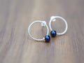 Button Pearl Stud Earrings on 925 Sterling Silver