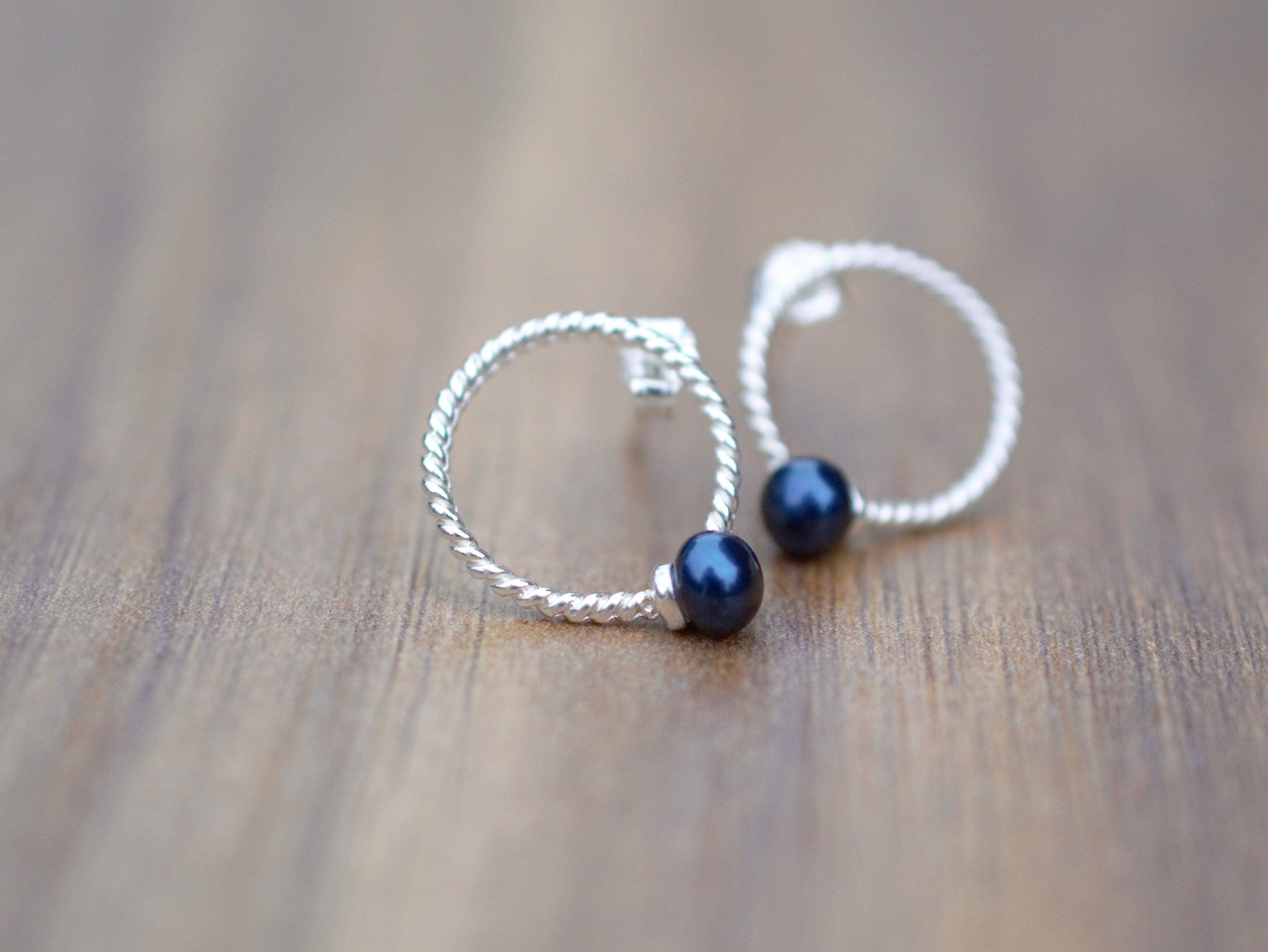 Button Pearl Stud Earrings on 925 Sterling Silver