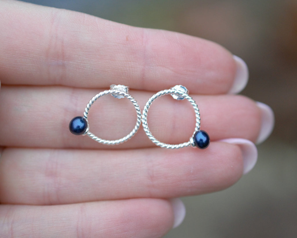 Freshwater Pearl and Sterling Silver Stud Earrings