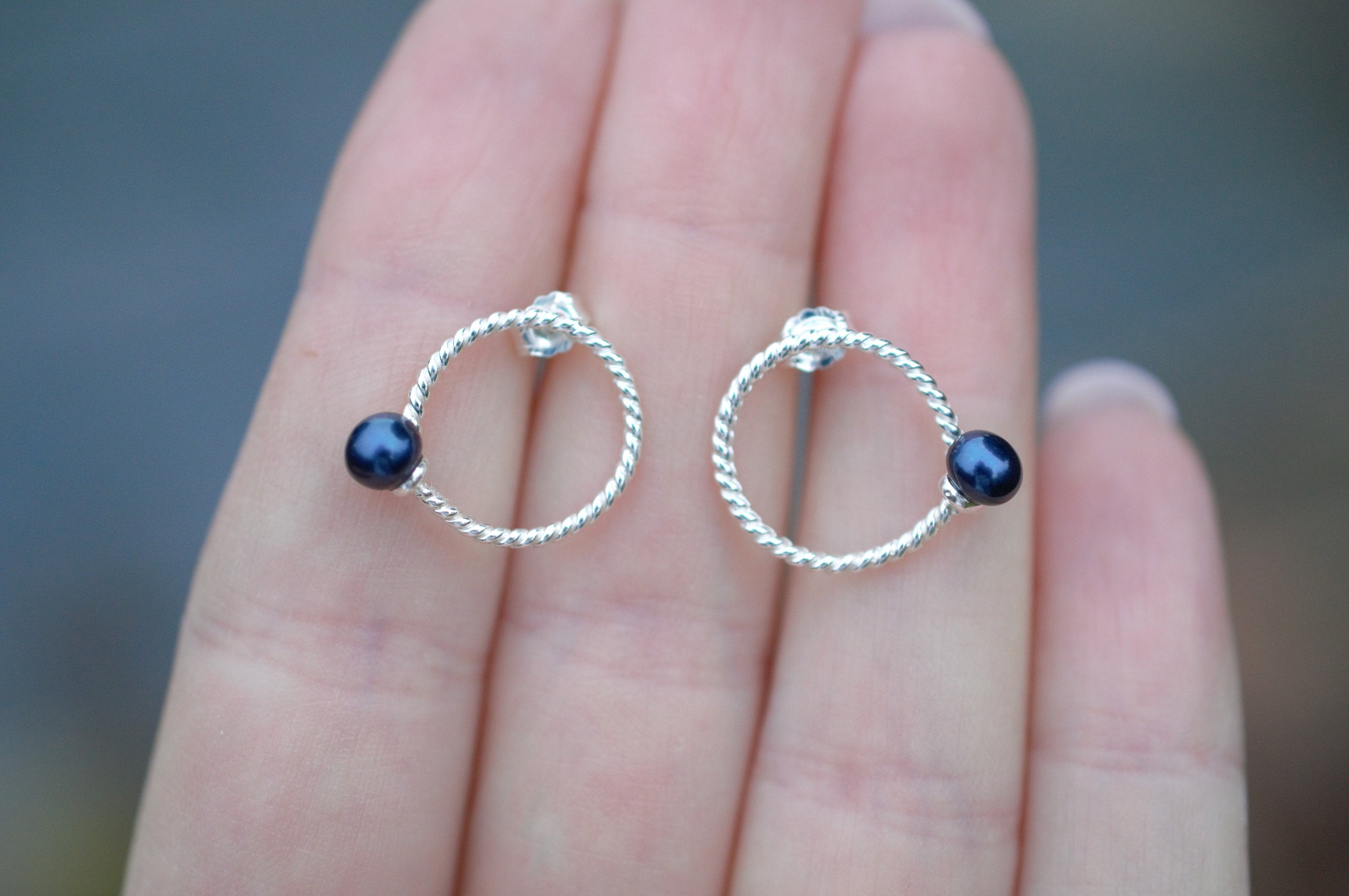 Freshwater Pearl and Sterling Silver Stud Earrings