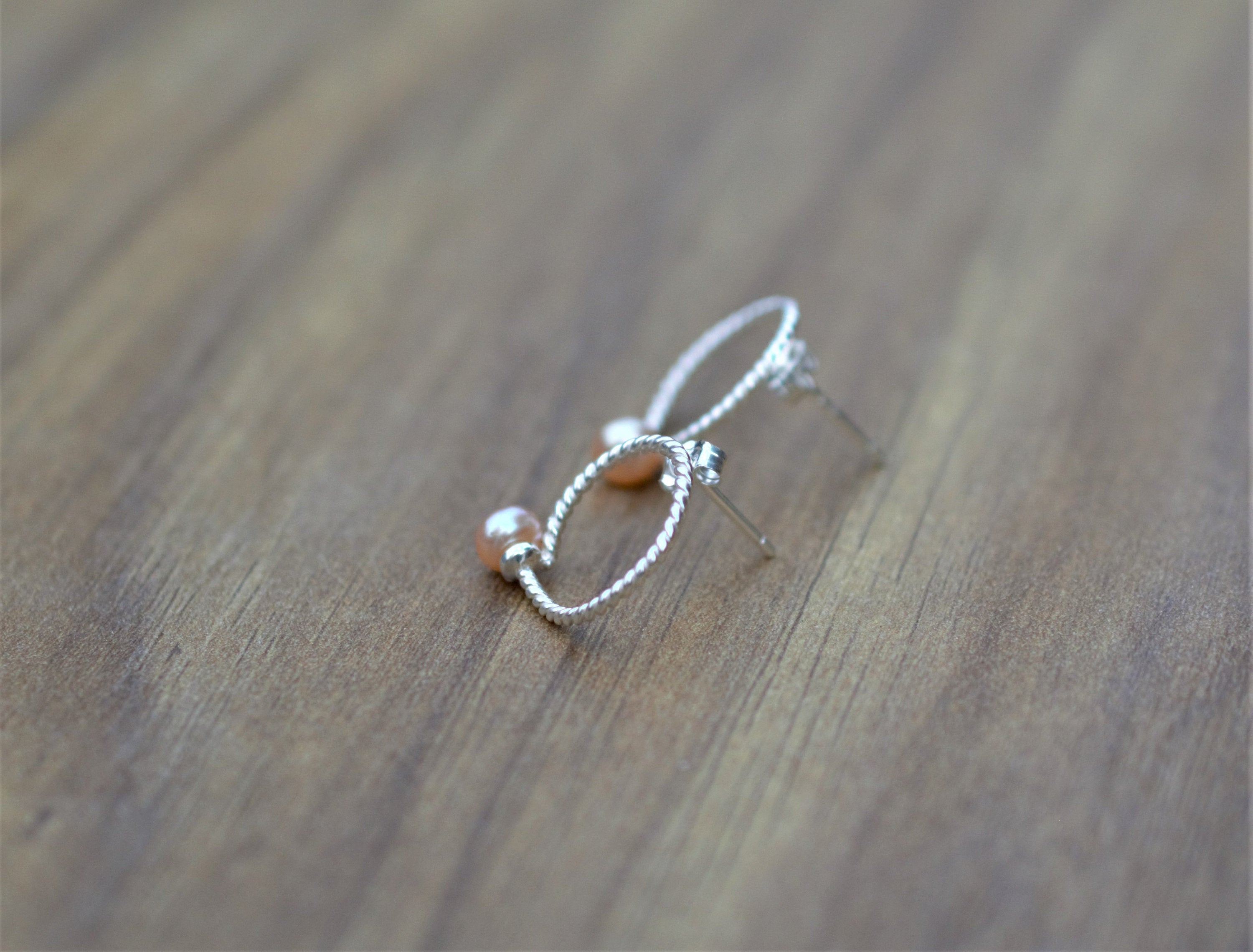 Button Pearl on Sterling Silver Stud Earrings