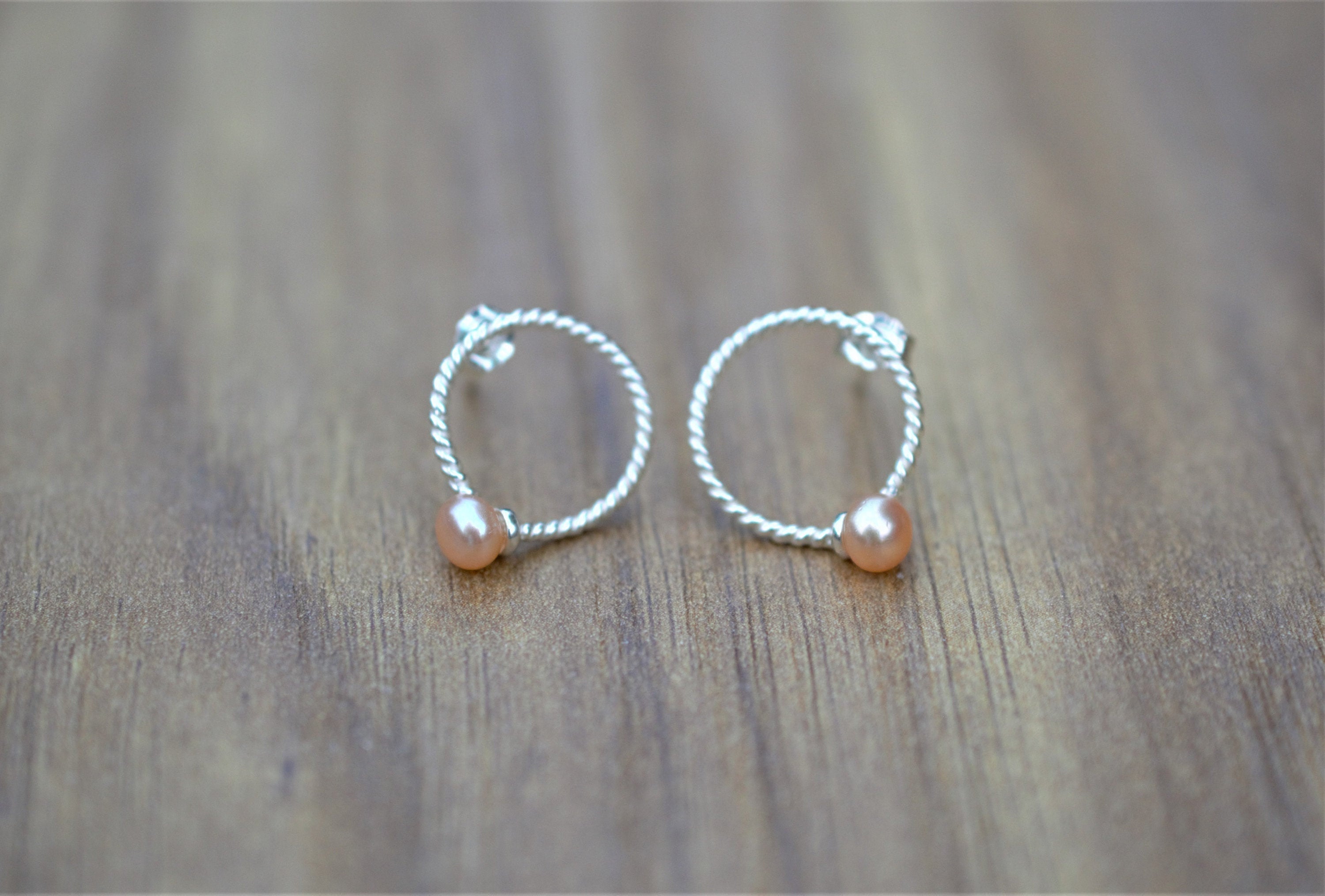 Button Pearl on Sterling Silver Stud Earrings
