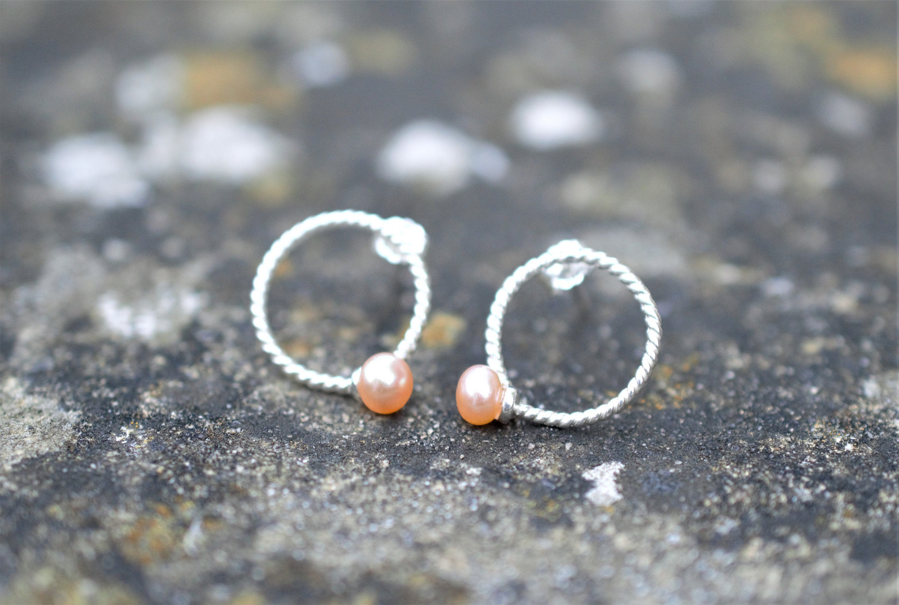Button Pearl on Sterling Silver Stud Earrings
