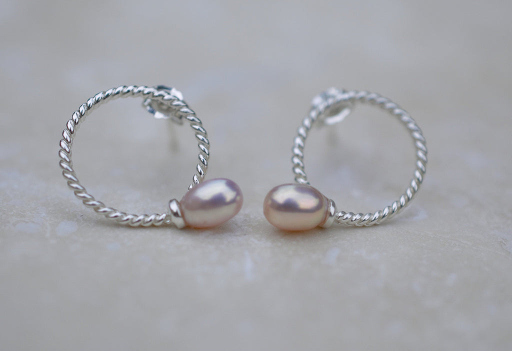 Freshwater Pearl and 925 Sterling Silver Stud Earrings