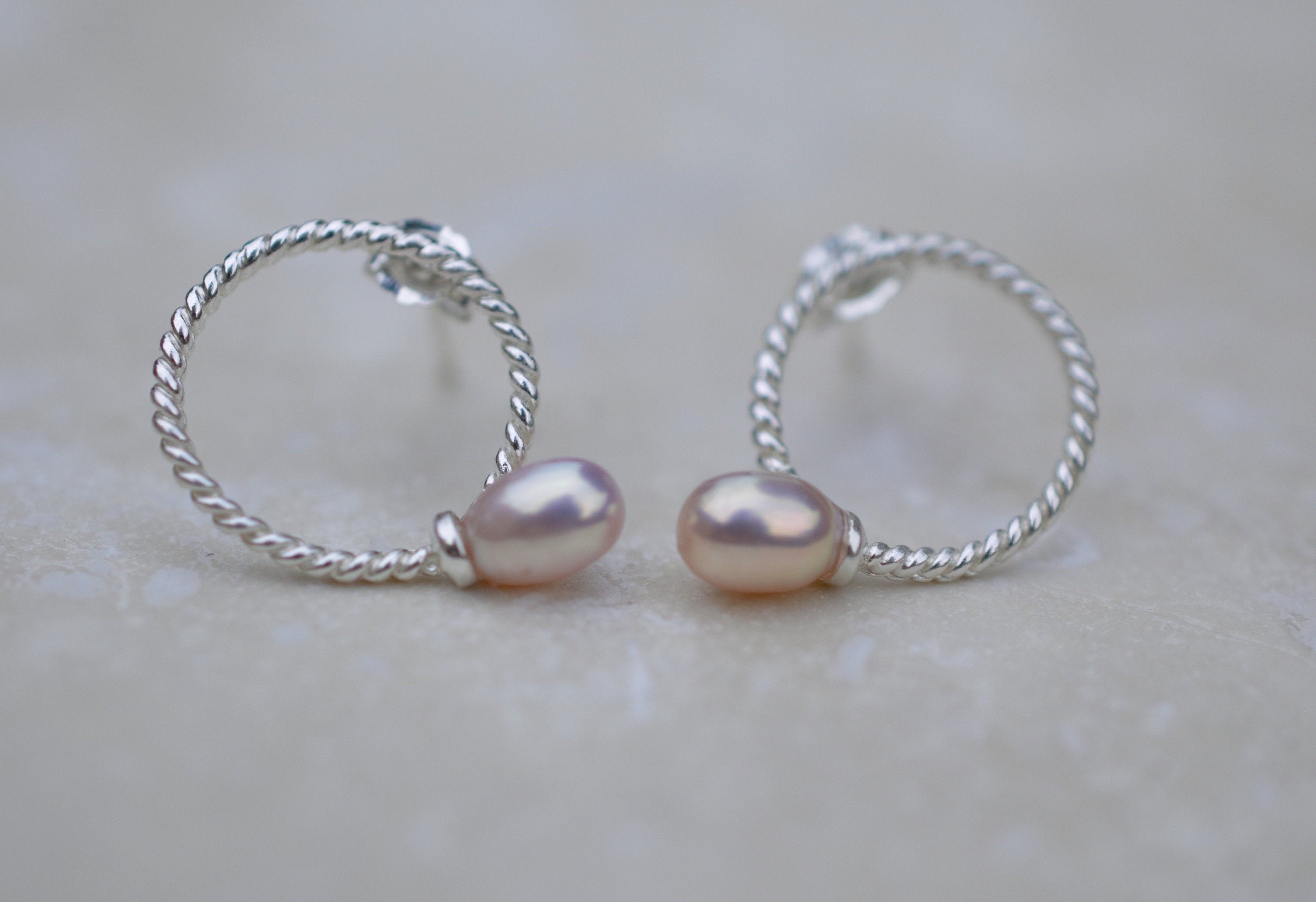 Freshwater Pearl and 925 Sterling Silver Stud Earrings