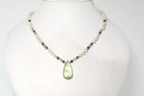 Green and Purple Amethyst with Freshwater Pearls Necklace & Rose Gold Sterling Silver